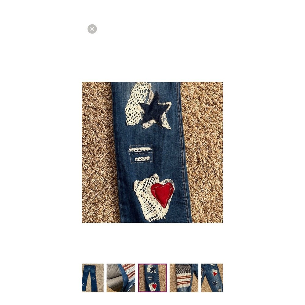 Upcycled Express Distressed Patchwork Embroidered… - image 8